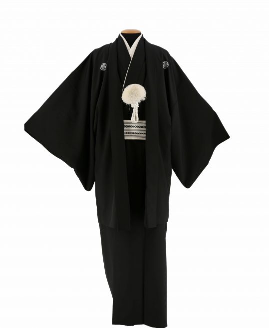 紋付袴レンタル・成人式・結婚式・卒業式|黒　無地[身長190cm対応]No.300